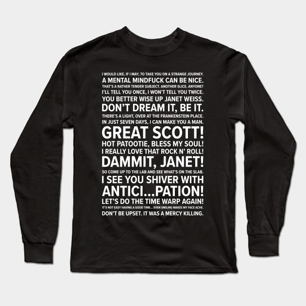 Rocky Horror Quotes Long Sleeve T-Shirt by barberdesigniow